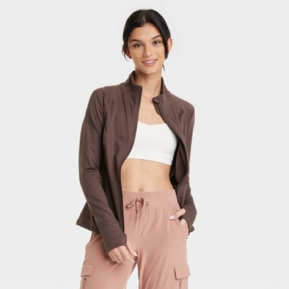 Women's Full Zip Jacket - All In Motion Brown M Medium